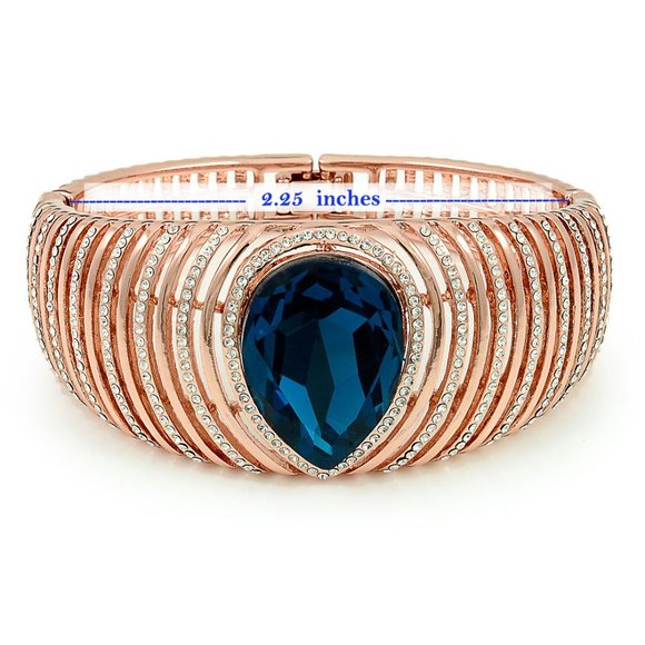 Rose Gold Plated Blue Crystal Opulence Bracelet - Picture 2 of 10
